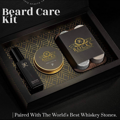 Whiskey Stones & Beard Care Grooming Kit Gift Set -  Sandalwood Scent