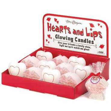 Hearts and Lips Glowing Candles with Display